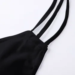 Alhainen vyötärö kaksi osaa uimapuku - plus size - musta - valkoinen