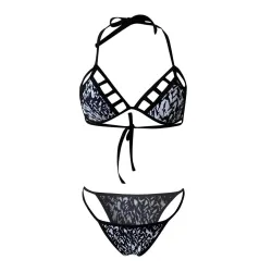 Vintage print bikini set - Bademode - schwarz