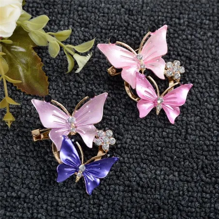 Borboletas duplas - broche elegante cristal