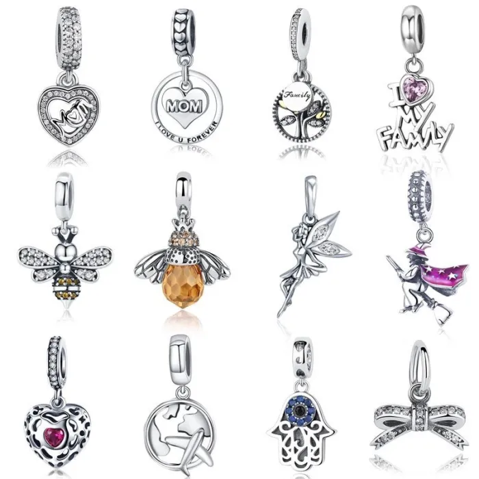 925 argento sterling - ciondolo charms per braccialetti e collane - 61 stili