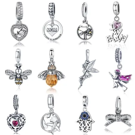 925 Argent sterling - charmes pendentifs pour bracelets & colliers - 61 styles