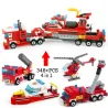 JuguetesFire Truck - Coche - Helicopter - Bote - 4 en 1 Building Blocks Set - 348pcs - Niños - Juguetes