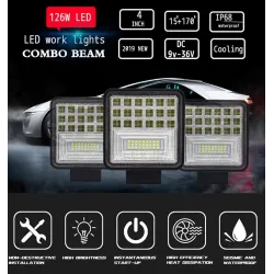 barre LED - lampe de lumière spot pour voitures hors route - tracteurs - VUS - camions - 72W - 126W / 12V - 24V