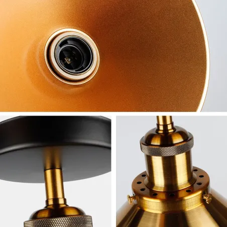 Ascelina plafoniera industriale - vintage - nero - oro