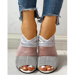 Sandales à orteils de mailles d'été - talons hauts - femme