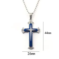 Cross pendant - 3D - 3 väriä - metalliketju