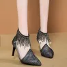 Sexiga pumpar - stiletto - svart - silver - kvinna