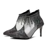 Sexiga pumpar - stiletto - svart - silver - kvinna