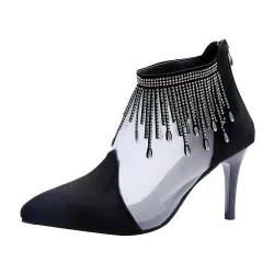 Sexy pumps - stiletto - schwarz - silber - frau