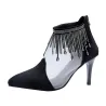 Sexiga pumpar - stiletto - svart - silver - kvinna