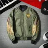 ChaquetasChaqueta de bombardero negro con alas doradas bordas