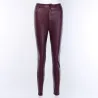 InstaHot Black High Waist Pencil Faux Leather Pants Women Casual Elegant Carving Print Ankle Length