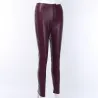 InstaHot Black High Waist Pencil Faux Leather Pants Women Casual Elegant Carving Print Ankle Length