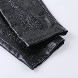 Calças de couro de lápis de cintura alta - impressão escultura