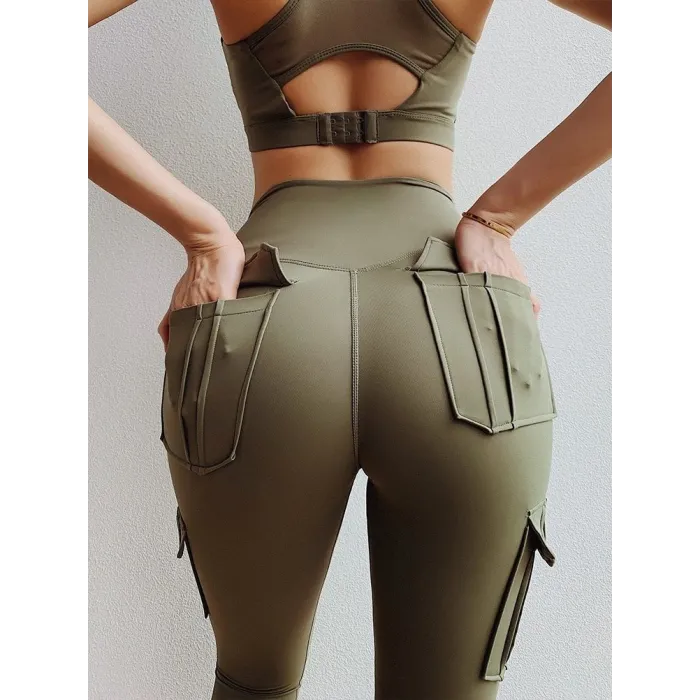 Leggings cintura alta - calças finas com bolsos