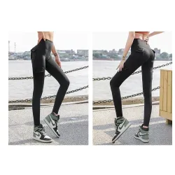 High waisted leggings - slim pants with pockets