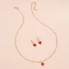 Collarcollar de oro  pendientes con corazón rojo