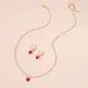 Collarcollar de oro  pendientes con corazón rojo