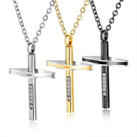 Kreuz christliche Halsketten - gold - silber - schwarz