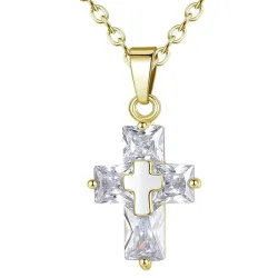 Dubbel kors halsband - guld - kvinnor