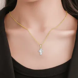 Dubbel kors halsband - guld - kvinnor