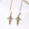 CollarCruz con hojas colgante - collar - mujeres