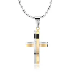 Collana con croce unica - oro - nero - unisex