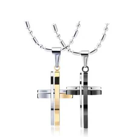 Unique cross nicklace - kulta - musta - unisex