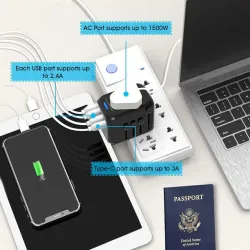 Universell reseadapter - uk/eu/au/asia - baby säker design