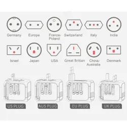 Universell reseadapter - uk/eu/au/asia - baby säker design
