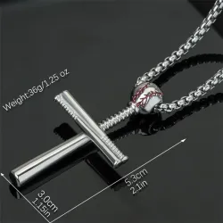 Collier de baseball - acier inoxydable - or - argent - noir - unisexe