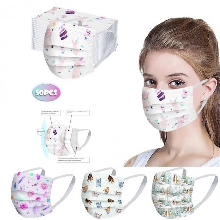 50 peças - máscara médica antibacteriana descartável - máscara boca - 3-camada - unisex