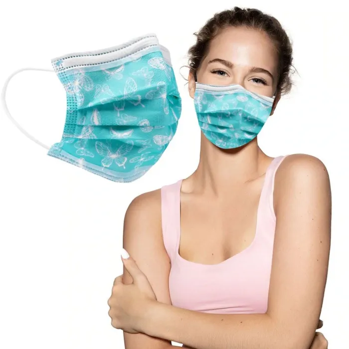 10 - 20 - 30 - 50 bitar - disponibel antibakteriell medicinsk ansiktsmask - munmask - 3-lager - unisex - fjärilar