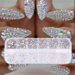 12 laatikkoa / set - AB-kristalli - rhinestone - timanttihelmi - kimaltelija