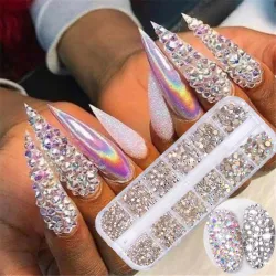 12 boxes / set - AB crystal - rhinestone - diamond gem - glitter - nail art