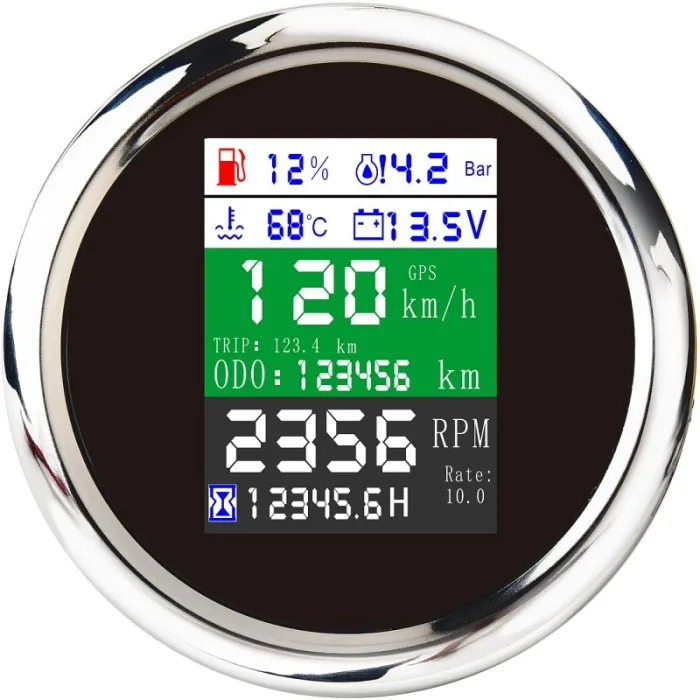 85mm - 6 i 1 - multifunktionell - digital mätare - gps - speedometer - 9-32V - bränslenivå - vattentemp - larm