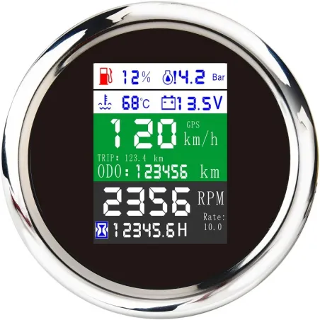 85mm - 6 i 1 - multifunktionell - digital mätare - gps - speedometer - 9-32V - bränslenivå - vattentemp - larm