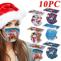 10 pezzi - maschera medica antibatterica monouso - maschera bocca - 3 strati - unisex - stampa di Natale