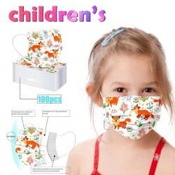 Masques visage / bouche - pour enfants - imprimé animal 3 couches