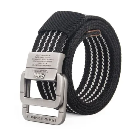 Ceinture en toile tendance avec boucle double alliage - rayée