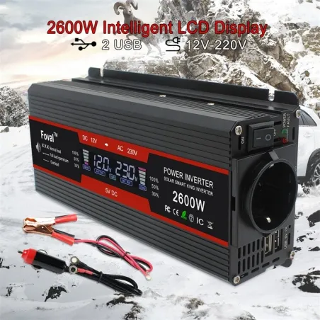 Inverter dc to ac - LCD-näyttöteho - EU / yleismaailmallinen myyntipiste