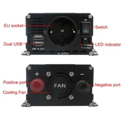Paneles solaresInverter dc to ac - alimentación de pantalla LCD - UE / salida universal - cigarrillo