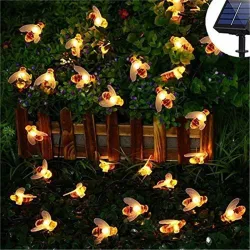 Solar powered - LED-sträng - garland ljus - utomhus / trädgård dekoration - honung bi