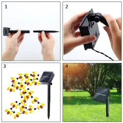 Solar powered - LED-sträng - garland ljus - utomhus / trädgård dekoration - honung bi