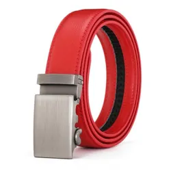 CinturónCinturón de cuero genuino con hebilla automática - rojo