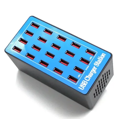 Multi USB laturi - 20 porttia - 20A / 100W - LED - Quick-Charge