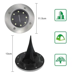 4 pezzi - lampade a energia solare - 8 LED - luce da giardino impermeabile