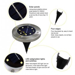 4 pièces - lampes solaires - 8 LED - lumière de jardin imperméable