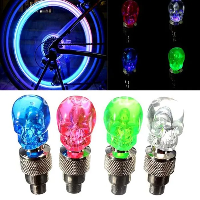 2 stuks - auto / motor / fiets ventieldopjes - neon led lamp - doodskopWiel onderdelen