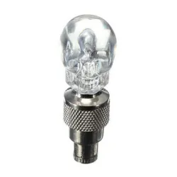 2 bitar - bil / motorcykel / cykel däck ventil caps - neon LED lampa - skalle